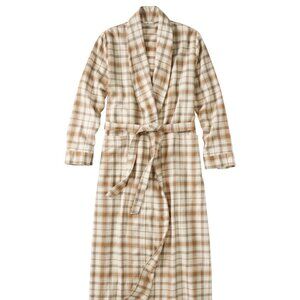 NWT LL Bean Petite Scotch Plaid Flannel Robe